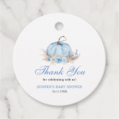 Blue Pumpkin Baby shower Dank u Bedankjes Labels (Voorkant)