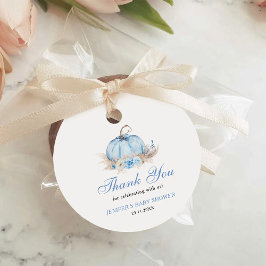 Blue Pumpkin Baby shower Dank u Bedankjes Labels