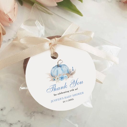 Blue Pumpkin Baby shower Dank u Bedankjes Labels