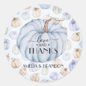 Blue Pumpkin Baby shower Dank u Ronde Sticker (Voorkant)