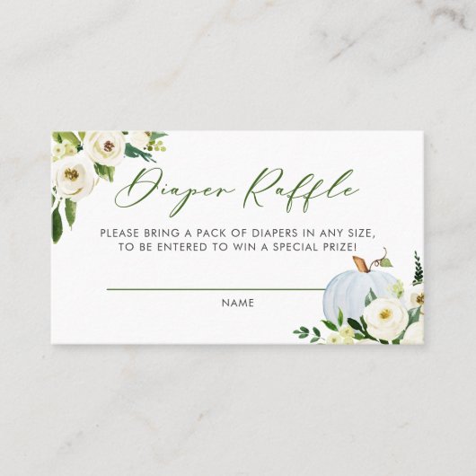 Blue Pumpkin Baby shower Diaper Raffle Game Card Plaatskaartje (Voorkant)