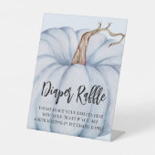Blue Pumpkin Baby shower Diaper Raffle Reclamebord Met Voetstuk (Voorkant)