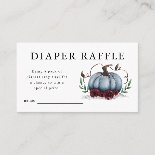 Blue Pumpkin Baby shower Diaper Raffle Ticket Informatiekaartje (Voorkant)