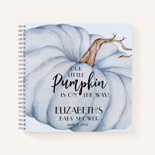 Blue Pumpkin Baby shower gastenboek Notitieboek (Voorkant)