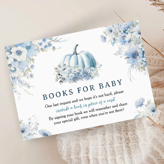 Blue Pumpkin Baby shower Herfst Boeken voor Baby Informatiekaartje