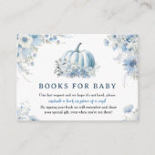 Blue Pumpkin Baby shower Herfst Boeken voor Baby Informatiekaartje (Voorkant)