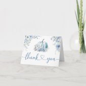 Blue Pumpkin Baby shower Herfst Gevouwen Dank u Bedankkaart (Voorkant)