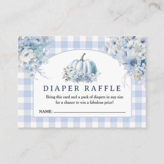 Blue Pumpkin Baby shower Herfst Luier Raffle Informatiekaartje (Voorkant)