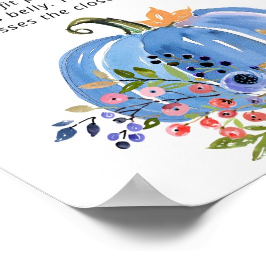 Blue Pumpkin Baby shower Hoe groot is de buik van  Poster (Hoek)