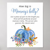 Blue Pumpkin Baby shower Hoe groot is de buik van  Poster (Voorkant)