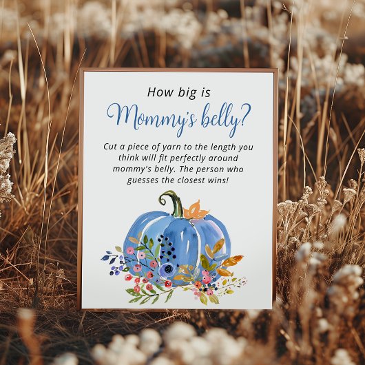 Blue Pumpkin Baby shower Hoe groot is de buik van  Poster