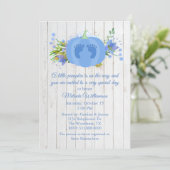 Blue Pumpkin Baby shower Invitation Kaart (Staand voorkant)