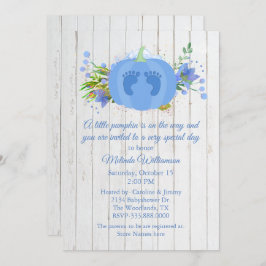 Blue Pumpkin Baby shower Invitation Kaart