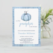 Blue Pumpkin Baby shower Invitation | thema herfst Kaart (Staand voorkant)