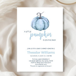 Blue Pumpkin Baby shower Invitation | thema herfst Kaart