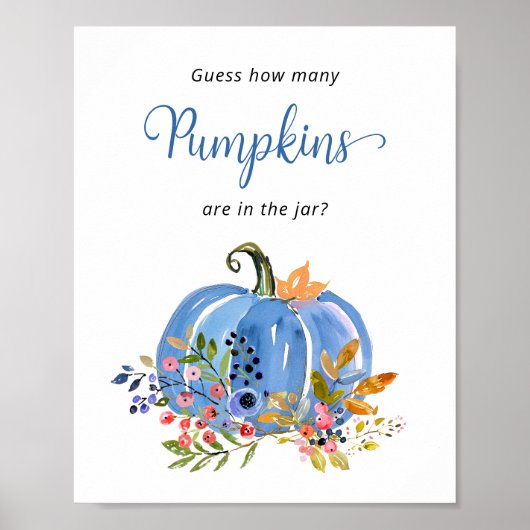 Blue Pumpkin Baby shower Raad eens hoeveel pompoen Poster (Voorkant)