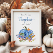 Blue Pumpkin Baby shower Raad eens hoeveel pompoen Poster