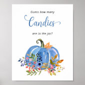 Blue Pumpkin Baby shower Raad eens hoeveel Snoepje Poster (Voorkant)