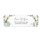 Blue Pumpkin Baby shower retouradres Etiket (Voorkant)