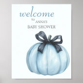 Blue Pumpkin Baby shower Welkom Poster (Voorkant)