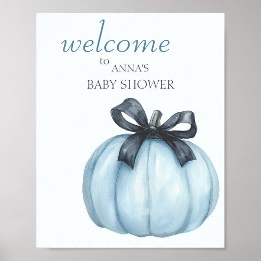 Blue Pumpkin Baby shower Welkom Poster (Voorkant)