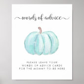 Blue Pumpkin Baby shower Woorden van advies drop o Poster (Voorkant)