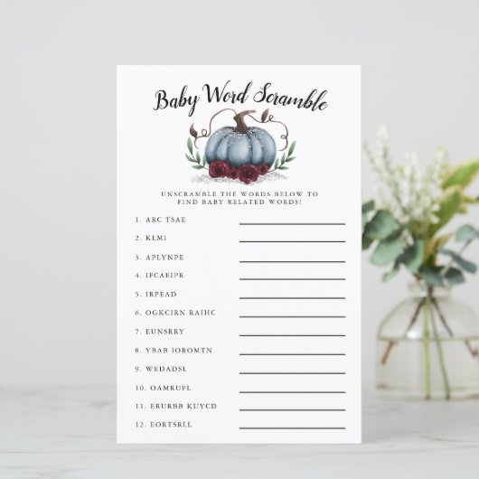 Blue Pumpkin Baby Word Scramble Game (Staand voorkant)