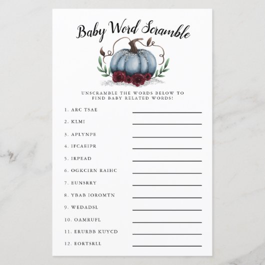 Blue Pumpkin Baby Word Scramble Game (Voorkant)