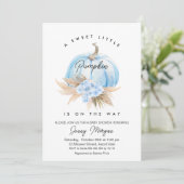 Blue Pumpkin Boho Floral Boys Baby shower Kaart (Staand voorkant)