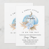 Blue Pumpkin Boho Floral Boys Baby shower Kaart (Voorkant / Achterkant)