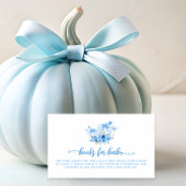 Blue Pumpkin Bow Boy Baby shower Boekaanvraag Informatiekaartje