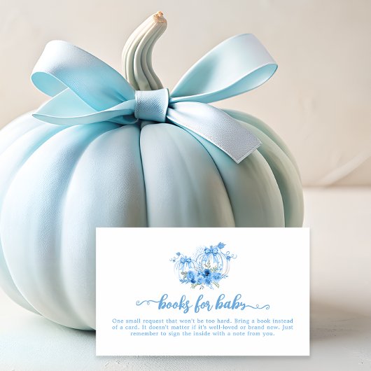 Blue Pumpkin Bow Boy Baby shower Boekaanvraag Informatiekaartje