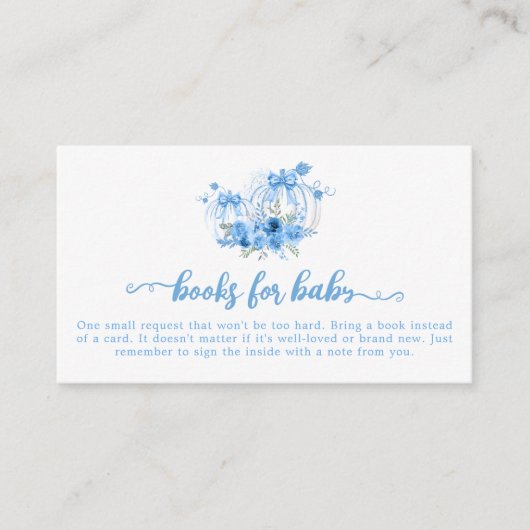 Blue Pumpkin Bow Boy Baby shower Boekaanvraag Informatiekaartje (Voorkant)