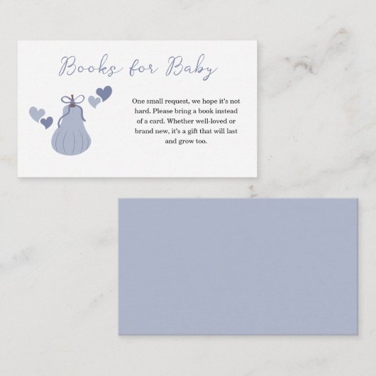 Blue Pumpkin Bow Boy Baby shower Boeken voor Baby Informatiekaartje (Voorkant / Achterkant)