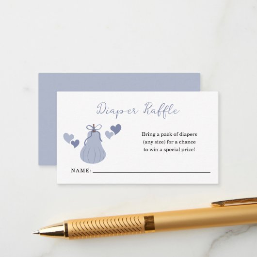 Blue Pumpkin Bow Boy Baby shower Luier Raffle Informatiekaartje (Voorkant / Achterkant in situ)