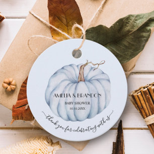 Blue Pumpkin Boy Baby shower Dank u Bedankjes Labels