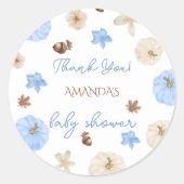 Blue Pumpkin Boy Baby shower dank u Ronde Sticker (Voorkant)