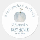 Blue Pumpkin Boy Baby shower Dank u Ronde Sticker (Voorkant)
