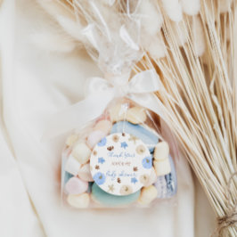 Blue Pumpkin Boy Baby shower dank u Ronde Sticker