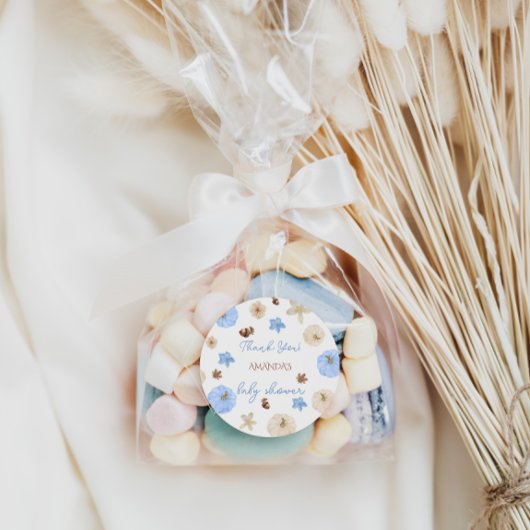 Blue Pumpkin Boy Baby shower dank u Ronde Sticker