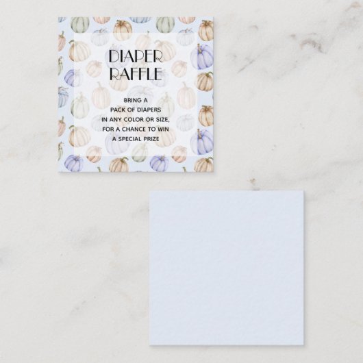 Blue Pumpkin Boy Baby shower Diaper Raffle Informatiekaartje (Voorkant / Achterkant)