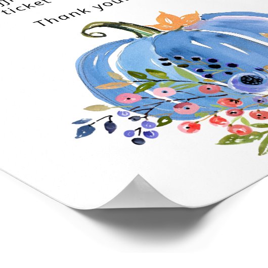 Blue Pumpkin Boy Baby shower Diaper Raffle Poster (Hoek)