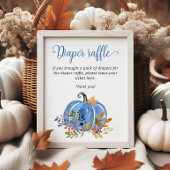 Blue Pumpkin Boy Baby shower Diaper Raffle Poster