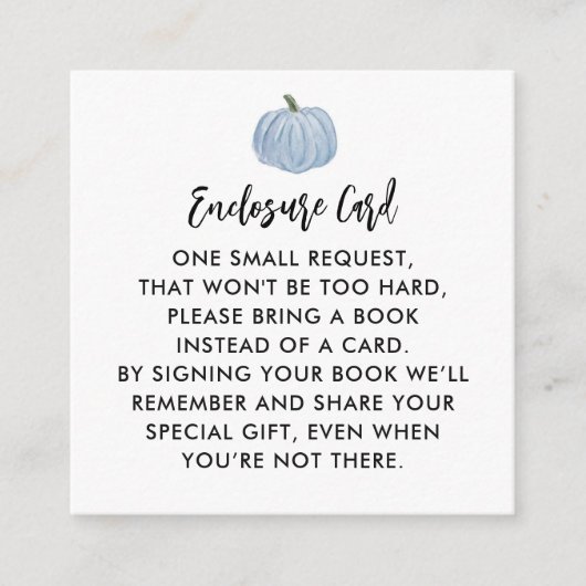 Blue Pumpkin Boy Baby shower Informatiekaartje (Voorkant)