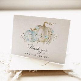 Blue Pumpkin Boy Baby shower ingevuld Hartelijk da Bedankkaart