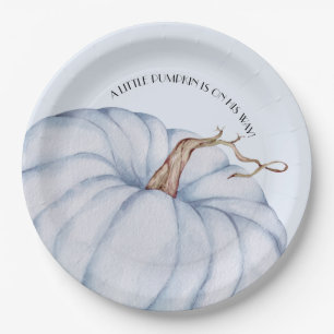 Blue Pumpkin Boy Baby shower Papieren Bordje