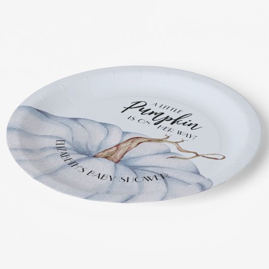 Blue Pumpkin Boy Baby shower Papieren Bordje (Gekanteld)