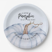 Blue Pumpkin Boy Baby shower Papieren Bordje (Voorkant)