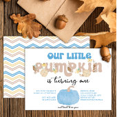 Blue Pumpkin Boy Eerste Verjaardag Uitnodigen Kaart