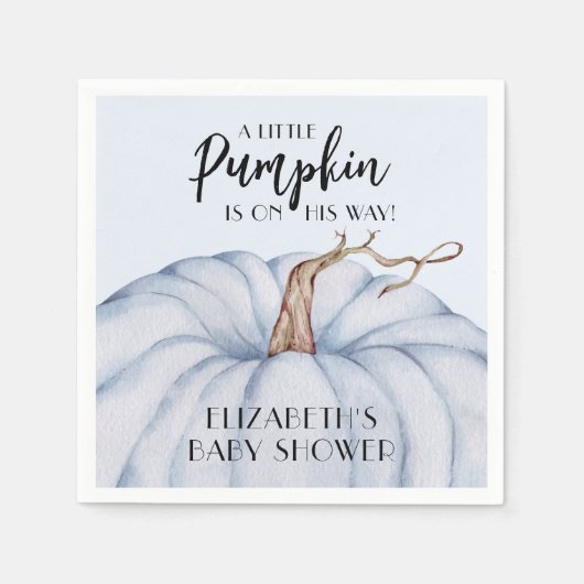 Blue Pumpkin Boy Herfst Baby shower Servet (Voorkant)